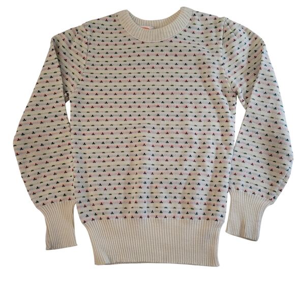 Vintage Eclipse Los Angeles White Confetti Flower Sweater Kids Sz 7 100% Acrylic - Picture 1 of 9